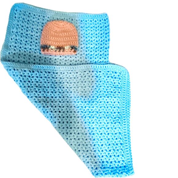 Baby Blanket Handmade Crochet with Coordinating Crochet Beanie Hat Set - Picture 2 of 10